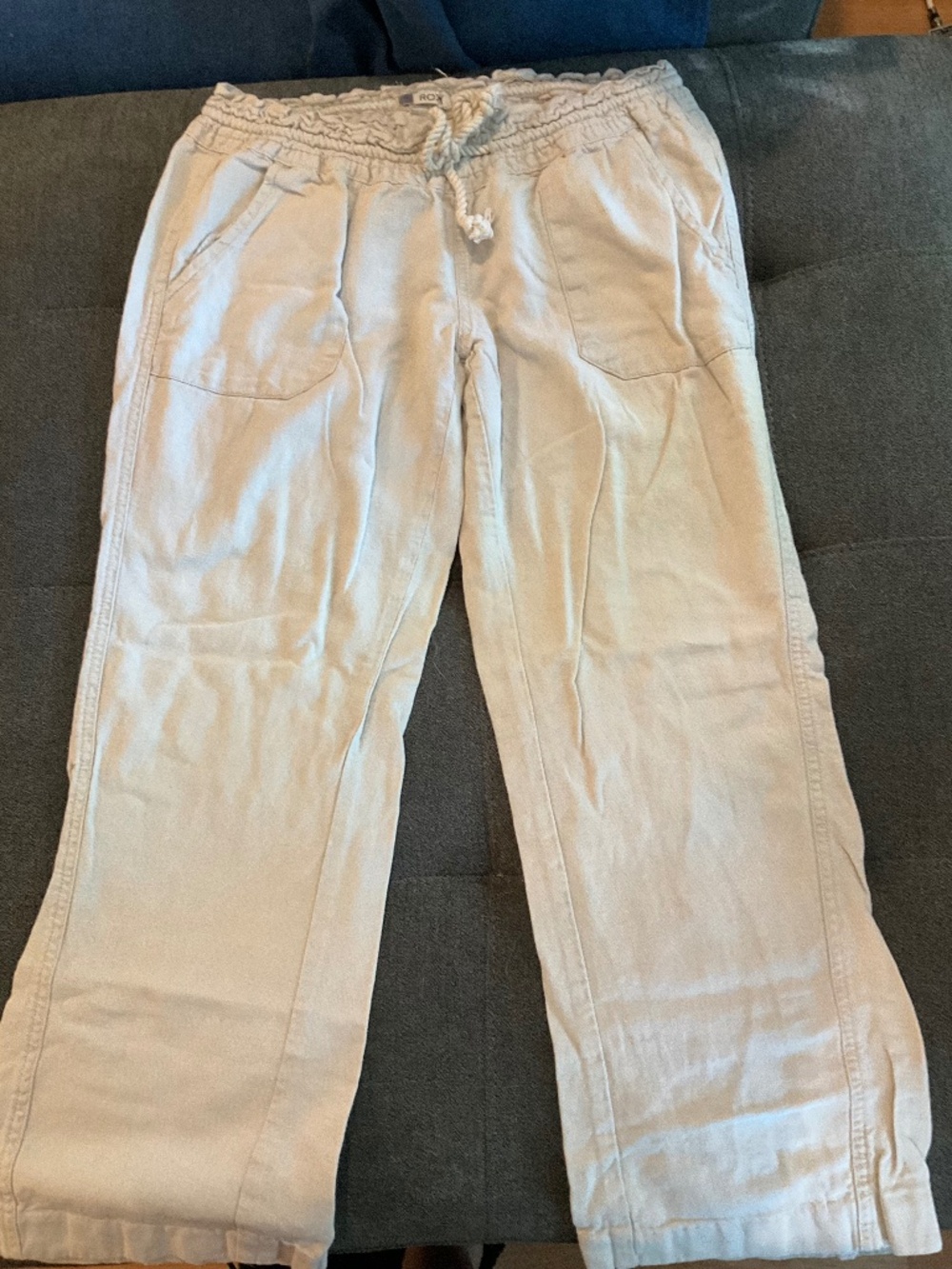 EUC Roxy Linen Blend Cream/Ivory Pants Size Medium